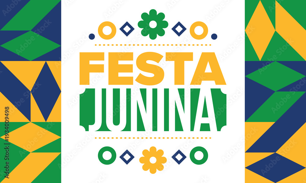 Obraz premium Festa Junina in Brazil. Brazilian festival. Happy holiday. Brazil flag. Carnival and parade. Summer fun party. Vector illustration