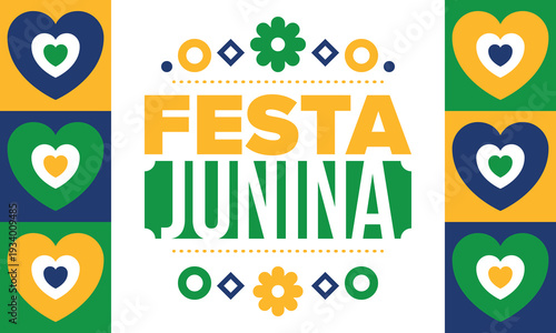 Festa Junina in Brazil. Brazilian festival. Happy holiday. Brazil flag. Carnival and parade. Summer fun party. Vector illustration
