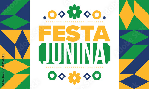 Festa Junina in Brazil. Brazilian festival. Happy holiday. Brazil flag. Carnival and parade. Summer fun party. Vector illustration