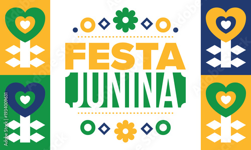 Festa Junina in Brazil. Brazilian festival. Happy holiday. Brazil flag. Carnival and parade. Summer fun party. Vector illustration