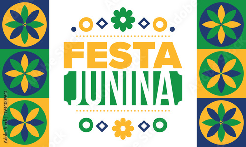 Festa Junina in Brazil. Brazilian festival. Happy holiday. Brazil flag. Carnival and parade. Summer fun party. Vector illustration