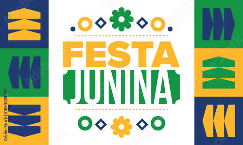Festa Junina in Brazil. Brazilian festival. Happy holiday. Brazil flag. Carnival and parade. Summer fun party. Vector illustration