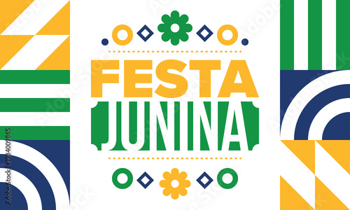 Festa Junina in Brazil. Brazilian festival. Happy holiday. Brazil flag. Carnival and parade. Summer fun party. Vector illustration