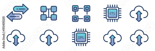 GPU acceleration and cloud sync icons - Ideal for AI documentation.