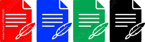 Document with a quill pen icon: vector graphic representing writing or creative work