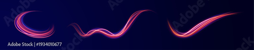 Red luminous stripes sweep across white transparent background. Curved motion trails and light flashes add dramatic effect. Vector element for bold digital compositions.