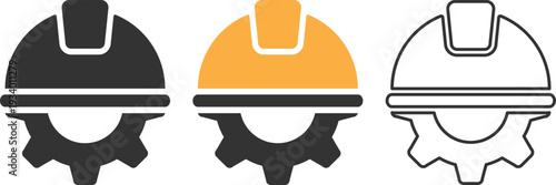 Construction Helmet Gear Vector Icons Design