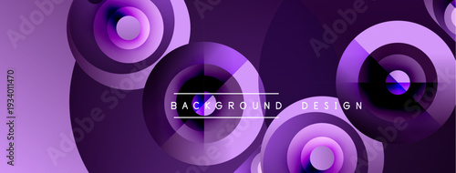 Purple abstract circles create dynamic background. Gradient shades offer modern visual appeal, suitable for digital projects.