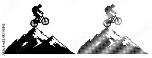 Adventurous cyclist conquers mountain peak with dramatic jump