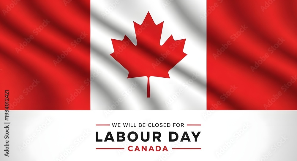 Obraz premium Happy labour day canada celebration with maple leaf flag