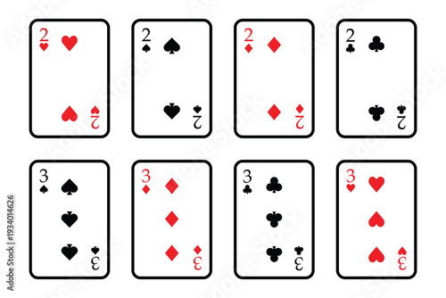 Card Game Elements Two and Three Poker Cards Set