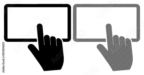 Digital interface interaction with cursor and touch icon on screen
