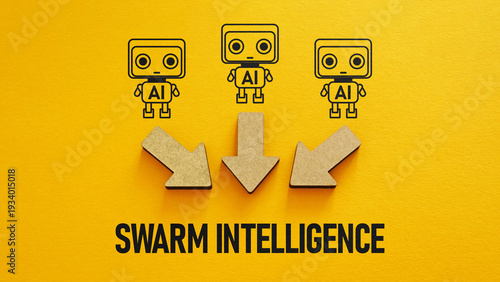 Quadro em tela Swarm intelligence and collective intelligence, decentralized network coordinati