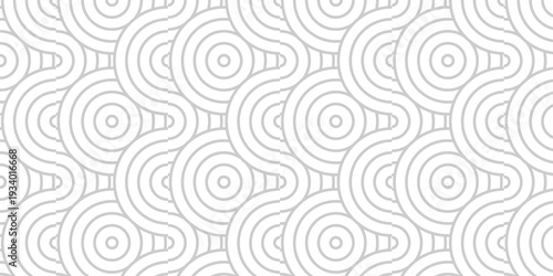 Seamless white and gray pattern circles fabric curl transparent design. minimal overlapping pattern with waves pattern with waves white geometric retro background.
