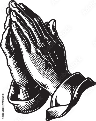 Praying Hands in Black and White with Cuff Detail