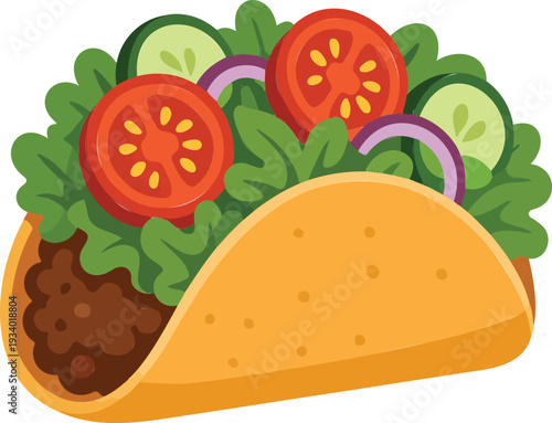 Taco with Fresh Salad Toppings transparent