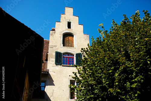 Stein am Rhein, Switzerland – September 11, 2023: Traditional Swiss architecture in Old Town