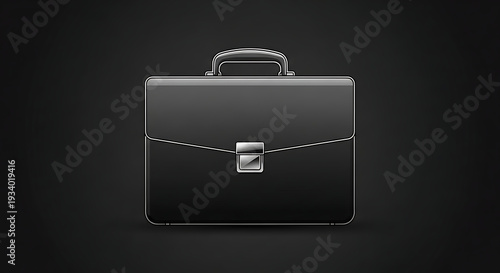 Black briefcase with silver clasp and handle on dark background