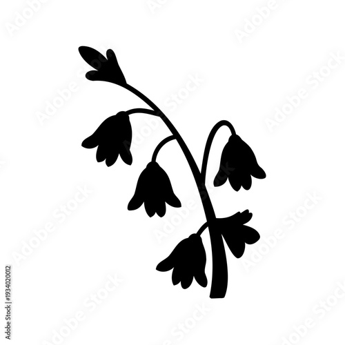 Silhouette of a Elegant Blooming Plant with Hanging Bell Shaped Flowers