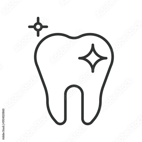 Tooth hygiene icon in line design. tooth dental clean hygiene health enamel sparkle dentistry care on white background vector. Tooth hygiene editable stroke icon