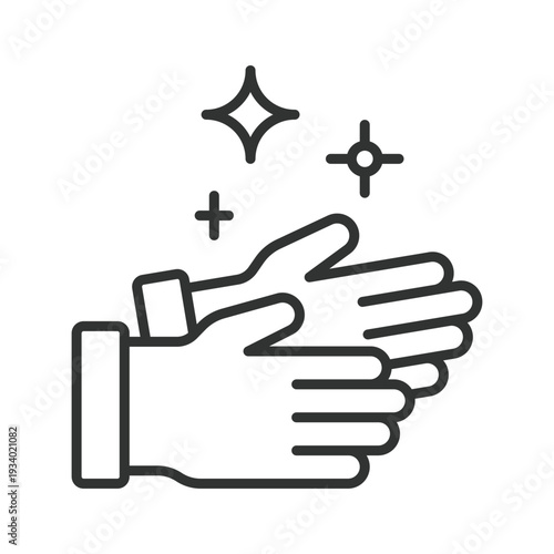 Washing hands icon in line design. hands hygiene clean care protection sanitation health on white background vector. Washing hands editable stroke icon