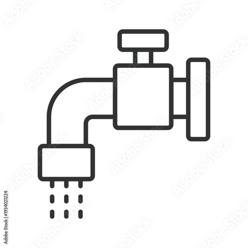 Water faucet icon in line design. faucet water hygiene wash clean plumbing sanitation on white background vector. Water faucet editable stroke icon