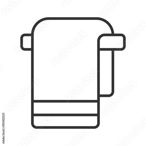 Bathroom towel icon in line design. towel hygiene clean bathroom textile dry sanitation fabric on white background vector. Bathroom towel editable stroke icon