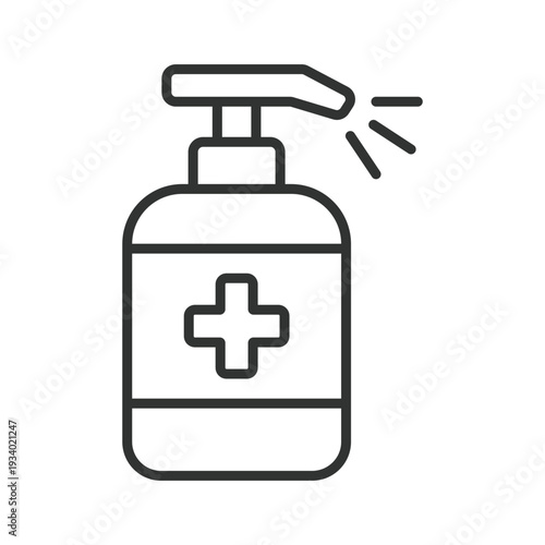Hand sanitizer dispenser icon in line design. sanitizer hygiene disinfect clean medical wash protection on white background vector. Hand sanitizer editable stroke icon
