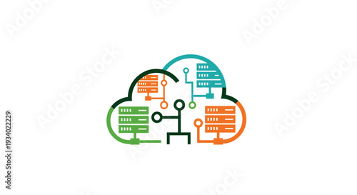 Cloud computing server network data storage vector icon isolated on White Background