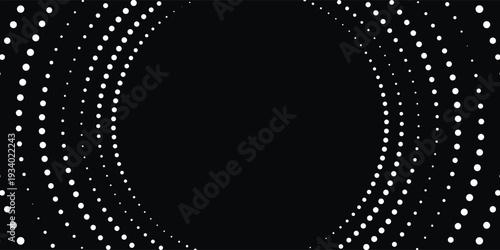 Dotted circular logo. circular concentric dots isolated on the white background. Halftone fabric design