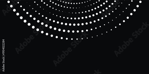 Dotted circular logo. circular concentric dots isolated on the white background. Halftone fabric design