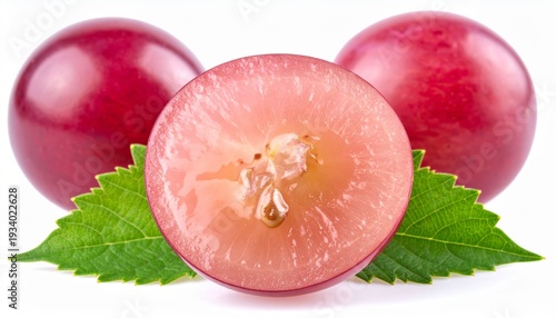 ripe red apple with leaves