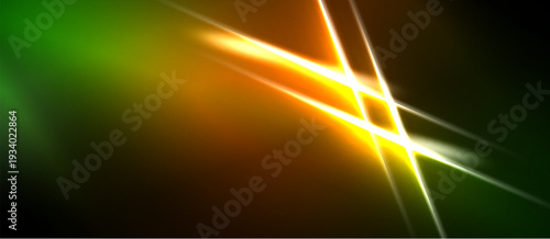 Abstract energy lines, vibrant colors blend. Bright streaks intersect dark background, creating dynamic visual effect.