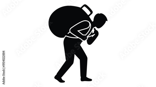 A person carrying a large backpack isolated on white background, Vector
