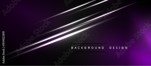 Dark purple background features bright diagonal lines. Minimalist design with gradient effect. Modern aesthetic suitable for digital projects.