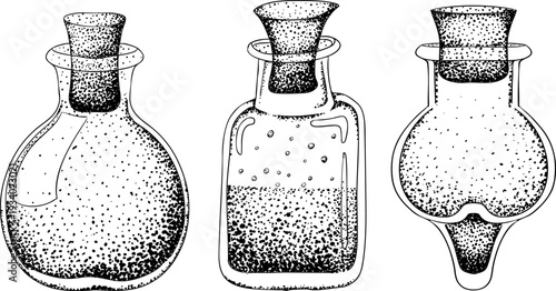 Mystical witch kit collection. Hand drawn engraving art with occult symbols. Perfect for modern witchcraft, tarot and esoteric designs. Boho, vintage magic vibe	
