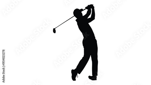 A person swinging a golf club in a smooth motion isolated on white background, Vector