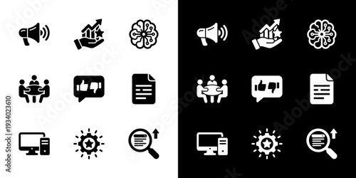 Modern Simple Glyph Business and Management Icon Set Collection