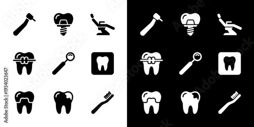 Simple Flat Design Dental Clinic and Dentistry Related Icon Collection