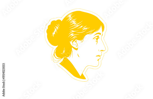 Virginia Woolf Lighthouse Profile Silhouette, Literary History Vector Sticker, Famous Author and Feminist Icon Illustration