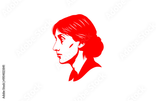 Virginia Woolf Lighthouse Profile Silhouette, Literary History Vector Sticker, Famous Author and Feminist Icon Illustration