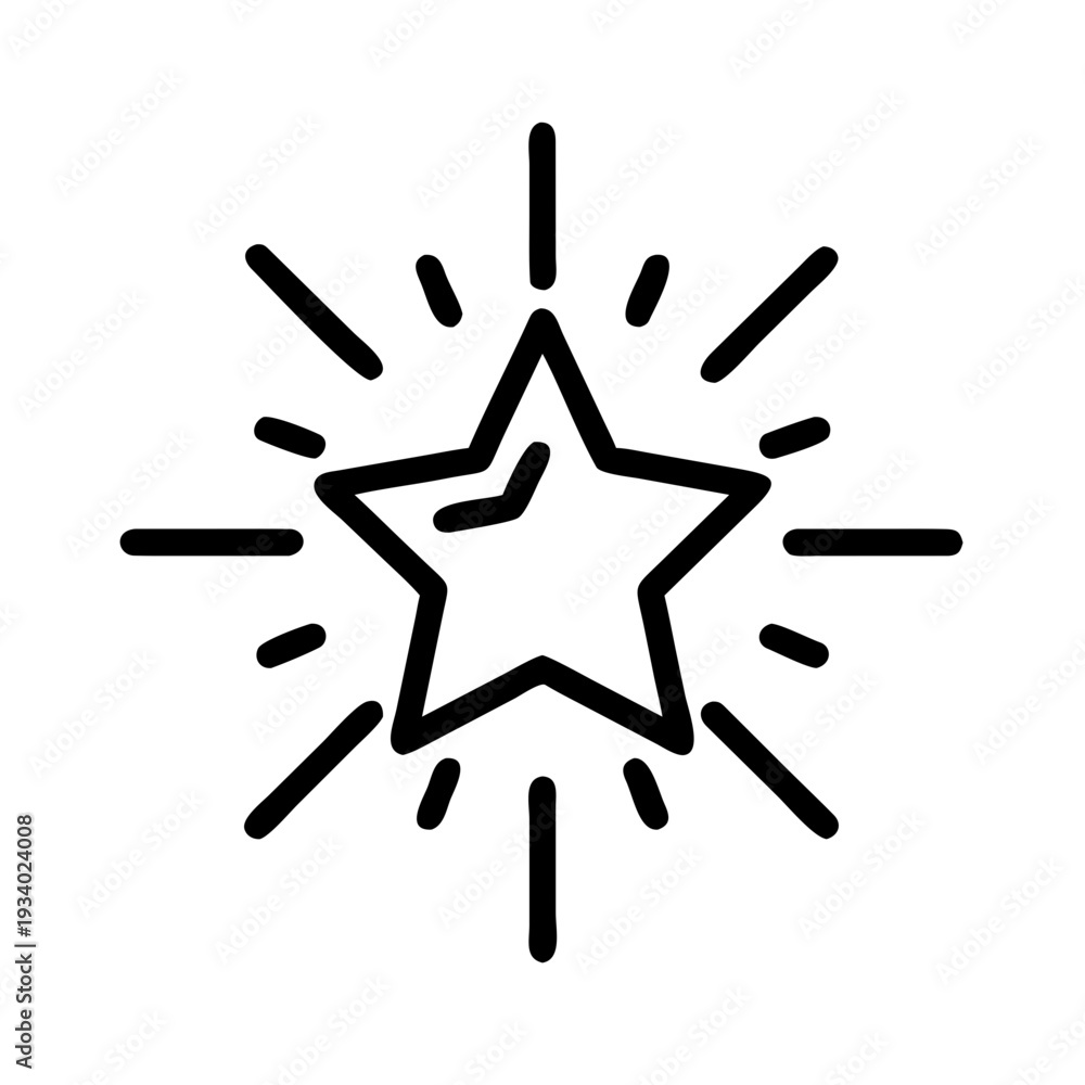 Fototapeta premium Star Burst Badge Line Icon Outline Vector