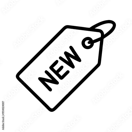 New Price Tag Line Icon Outline Vector