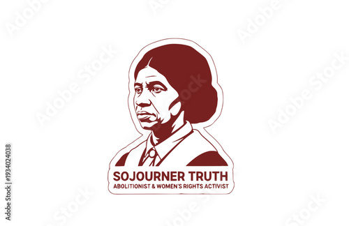 Sojourner Truth Abolitionist Silhouette, Civil Rights History Vector Sticker, Women’s Rights and Social Justice Icon