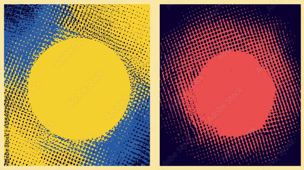 custom made wallpaper toronto digitalAbstract Halftone Circle Poster Set in Bold Pop Art Vector Style