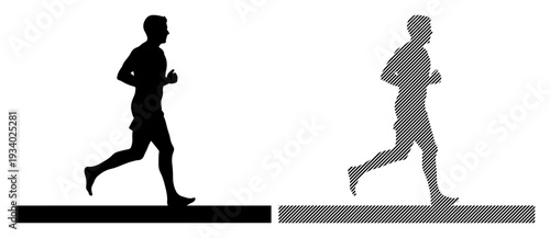 Dynamic silhouette of a man running, showcasing movement and fitness