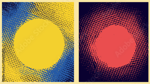 Wallpaper Mural Abstract Halftone Circle Poster Set in Bold Pop Art Vector Style Torontodigital.ca