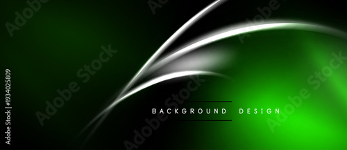 Abstract green background. Smooth curves, white lines create dynamic visual effect. Dark shades transition into bright hues. Modern design element.