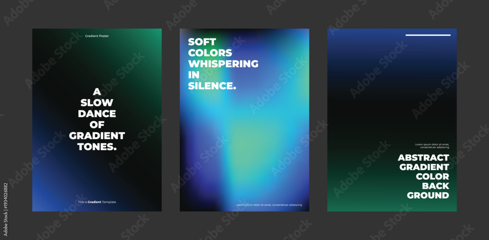 Fototapeta premium Vibrant Gradient Background Template Set Featuring Bold Aesthetic Typography for Poster Cover and Flyer