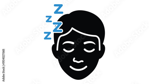 A cartoon face with z's floating above it isolated on white background, Vector